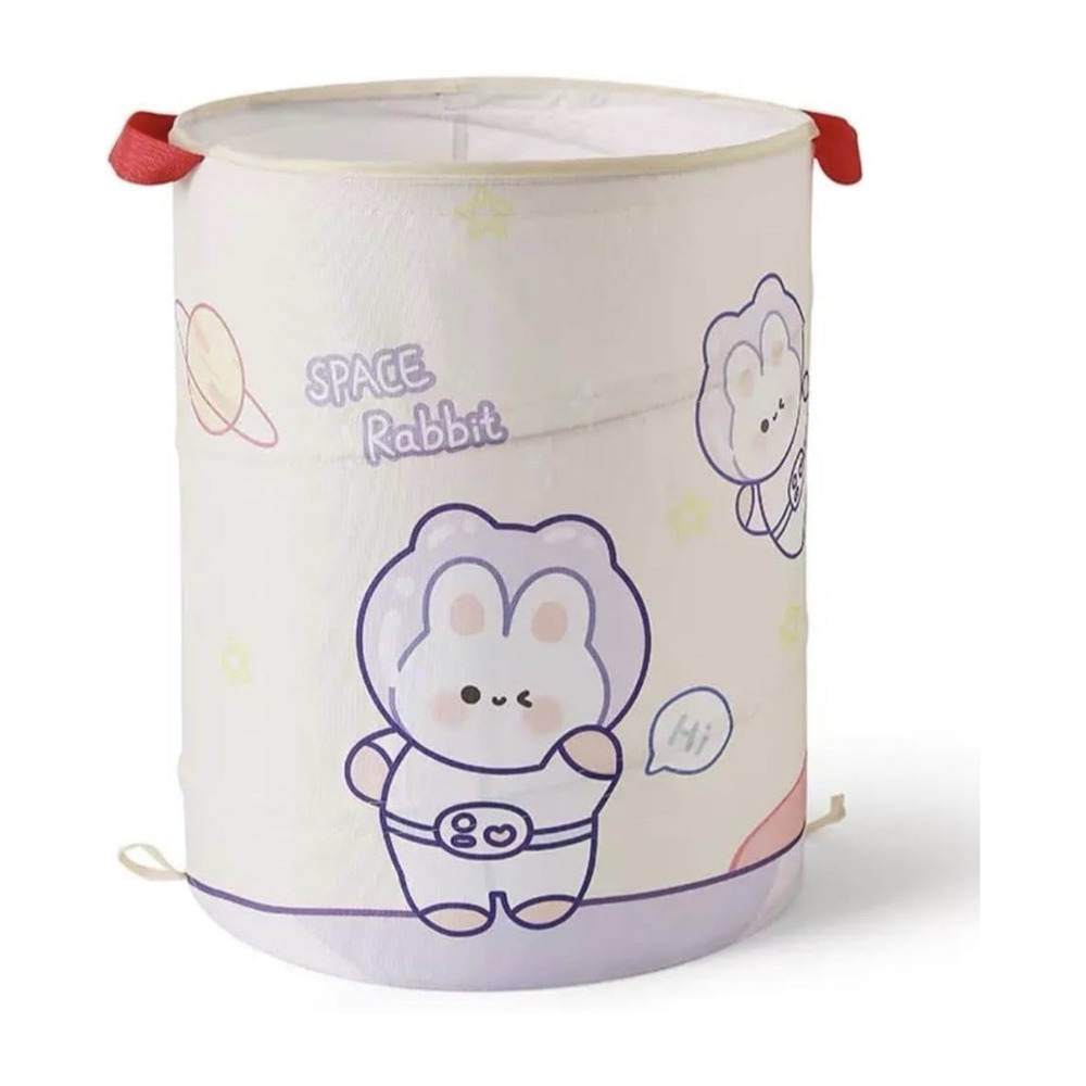 Zuhnn Laundry Bin Unisex OS White Good Space Rabbit Foldable Toy Bucket Bin